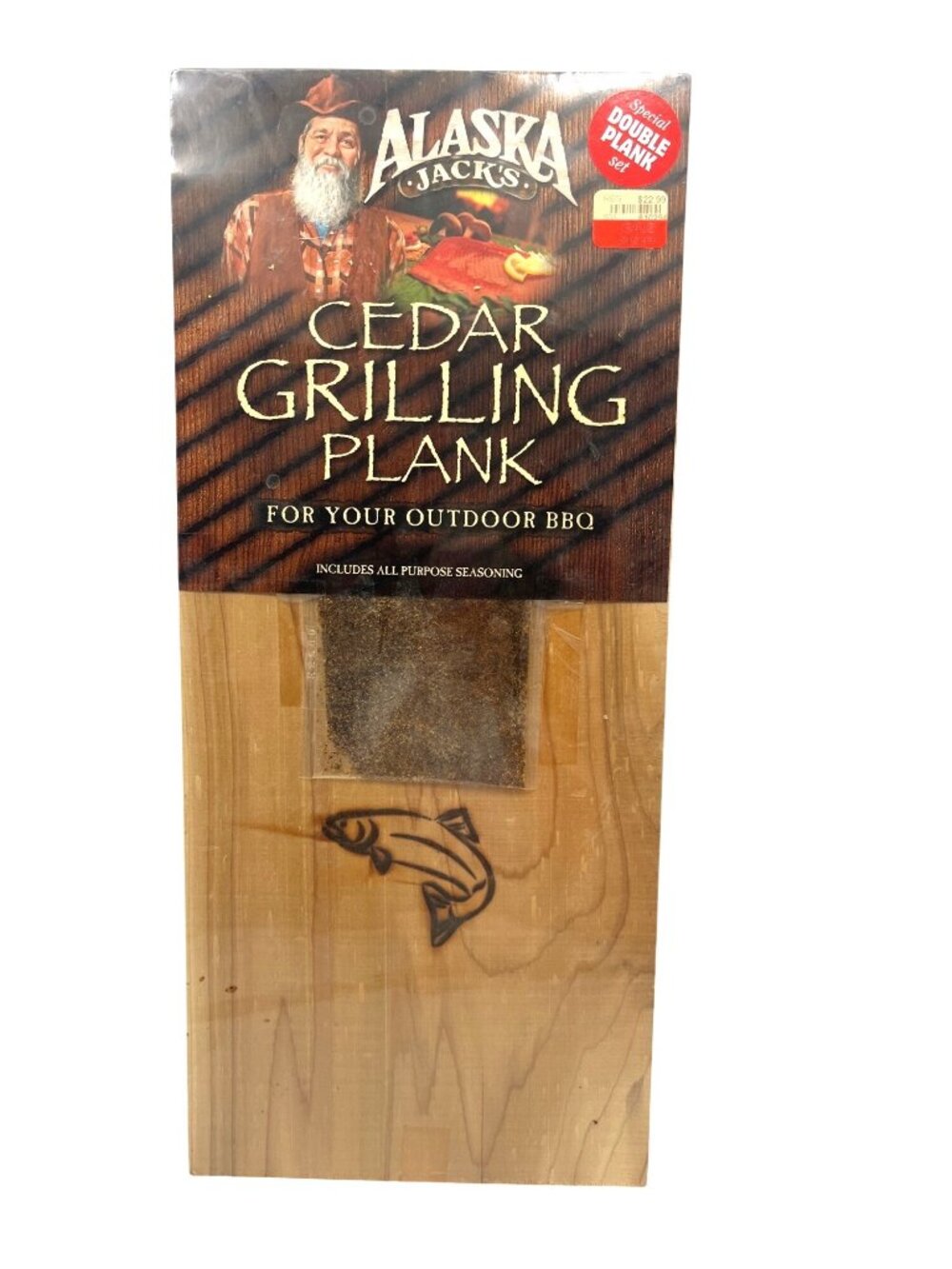 Alaska Jacks Cedar Grilling Plank With Seasoning - Outdoor BBQ Double Plank Set